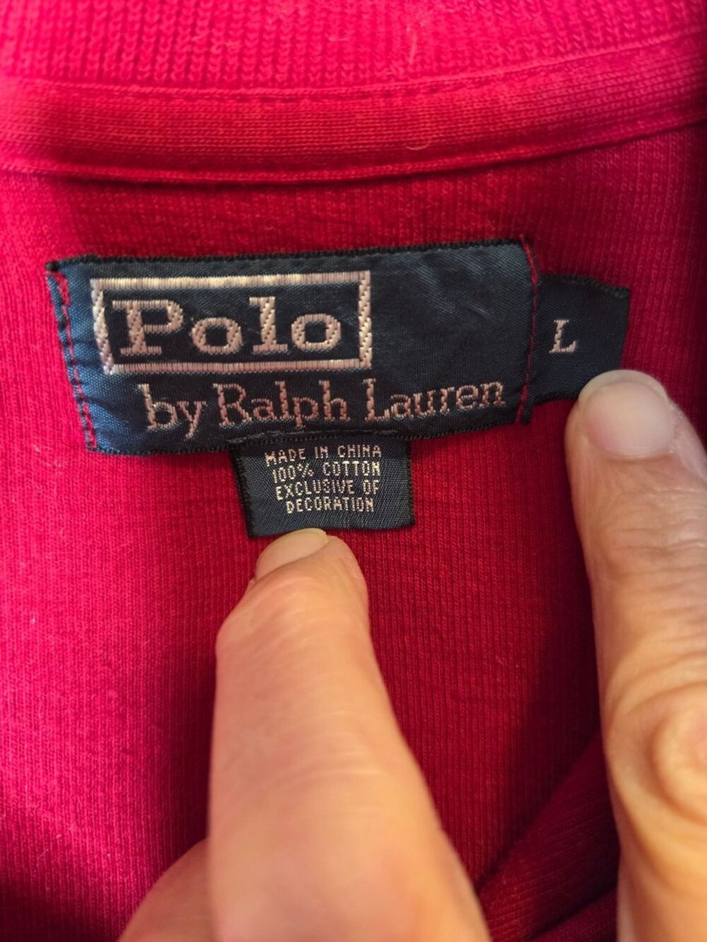 Polo Ralph Lauren Red 1/4 Zip Pullover Sweater Mens L 100% Cotton Classic Fit - Picture 3 of 6